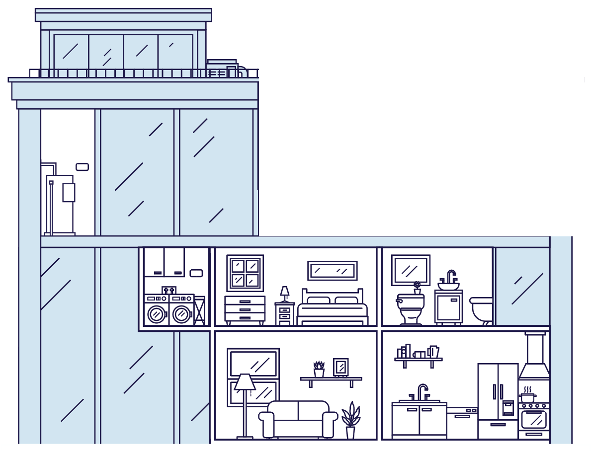 immeuble1 - AkiSens Bâtiment moderne logeant des condomiums